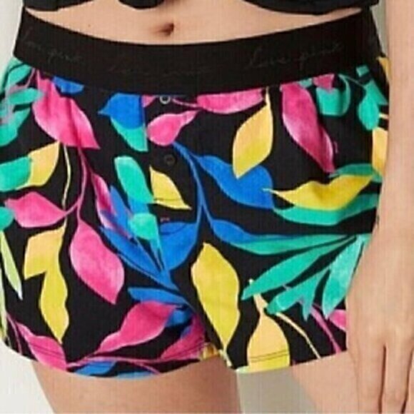 NEW NWT VICTORIAS SECRET VS PINK Sleep Boxy Tropical Leaves Floral Multi Pajamas - Picture 1 of 12